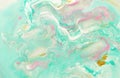 Abstract marble pastel pale blue mint green pink gold color paint background.