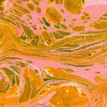 Abstract marble pink-yellow with green background. Natural stone effect. Royalty Free Stock Photo