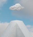 Abstract marble staircase platform with cloud above 3D render illustration