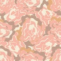 Abstract marbling fluid paint texture vector seamless pattern background. Pink gold backdrop of streaking, swirling Royalty Free Stock Photo