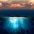 Abstract marine backgrounds with sun beam