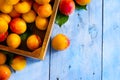 Abstract market background fruits on a wooden background