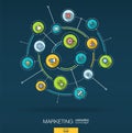 Abstract marketing and seo background. Digital connect system with integrated circles, flat thin line icons. Vector Royalty Free Stock Photo