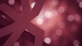 Abstract maroon geometric shape on a blurry red background with festive bokeh lights Royalty Free Stock Photo
