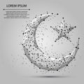 Abstract mash line and point crescent moon. Arabic, islamic, muslim, ramadan design