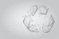 Abstract mash line and point recycle sign. Abstract Low-poly wireframe Save world ecology