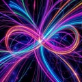 Abstract math neon background. Geometric element, line design, square pattern.
