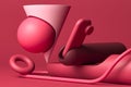 Abstract Matte Figures Of Pink Colors Different Hues on Pink Background. 3d Rendering. Creative Wallpaper and Background