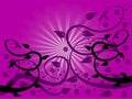 An abstract mauve floral design