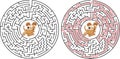 Abstract Maze With Cute Dog , dog, labyrinth, game, path, illustration