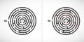 Abstract maze labyrinth icon. Labyrinth shape design element with one entrance and one exit. Vector illustration