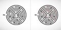 Abstract maze labyrinth icon. Labyrinth shape design element with one entrance and one exit. Vector illustration