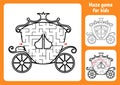 Abstract maze. Magic carriage. Game for kids. Puzzle for children. Labyrinth conundrum. Find the right path. Education worksheet.