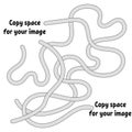 Abstract maze. Many ways from start to finish. Game puzzle for children. Labyrinth conundrum. Vector illustration. With space for