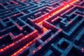 Abstract maze path, intricate design, leadership challenge, risk, planning