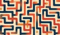 Abstract maze pattern with intersecting blue orange lines. Geometric paths create a complex labyrinth on a cream background. Royalty Free Stock Photo
