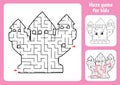 Abstract maze. Royal Castle. Game for kids. Puzzle for children. Labyrinth conundrum. Find the right path. Education worksheet.