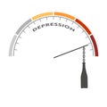 Abstract measuring device. Influence of alcohol addiction on depression. Scales of cause and effect. Royalty Free Stock Photo