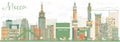 Abstract Mecca Skyline with Color Landmarks.