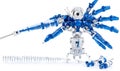 Abstract mechanical structure with blue translucent components and gears Royalty Free Stock Photo