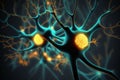 Abstract medical background, Render of group of neurons. AI generated