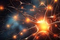 Abstract medical background. Neurons brain cells. Network of neurons in human brain