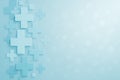 Abstract medical background with overlapping light blue plus signs and soft bokeh effect Royalty Free Stock Photo