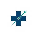 Abstract medical cross herbal acupuncture logo