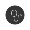 Abstract medical icon with stethescope, vector illustration on gray Royalty Free Stock Photo