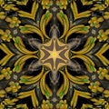 Abstract medieval dark flower black kaleidoscope Royalty Free Stock Photo