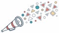 Abstract Megaphone with Exploding Geometric Shapes, vector design Generative AI Royalty Free Stock Photo
