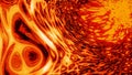 Abstract melted flowing lava transforming slowly. Design. Red extremely hot liquid magma texture, concept of nature.