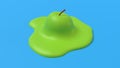 Abstract melted green apple. Surrealist concept for healthy eating design. 3D rendering image.