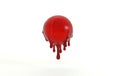 Abstract melted red sphere on white background 3d rendering