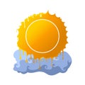 Abstract melting sun symbol with cloud. Hot summer vector illustration Royalty Free Stock Photo