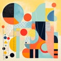 Abstract Memphis Design Painting With Geometric Shapes Royalty Free Stock Photo