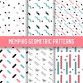 Abstract Memphis Style Seamless Pattern Set. Geometric Shapes Background. Royalty Free Stock Photo