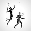 Abstract mens doubles badminton players ector eps10 Royalty Free Stock Photo