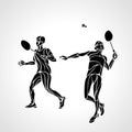 Abstract mens doubles badminton players ector eps10 Royalty Free Stock Photo