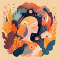 Abstract mental health, mindfulness, happiness and harmony illustration. Generative AI