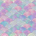 Abstract mermaid fish scale wave japanese seamless pattern Royalty Free Stock Photo