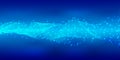 Vector Bright Wavy Lines and Glitters in Blue Gradient Background Banner