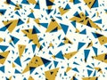 Abstract messy chaotic triangles seamless vector background, particles design pattern for wallpaper or print or textile or Royalty Free Stock Photo