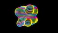 Abstract metaball - organic form with neon stripes, digital 3d rendering, concept design for science