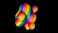 Abstract metaball - organic form with rainbow stripes, digital 3d rendering, concept design for science