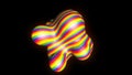 Abstract metaball - organic form with rainbow stripes, digital 3d rendering, concept design for science