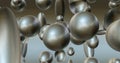 Abstract metal background with dynamic 3d spheres. gray silver balls on a gray background. Royalty Free Stock Photo