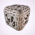 Abstract metal cube with texture and holes. 3d render