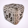 Abstract metal cube with texture and holes. 3d render