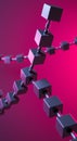 Abstract Metal Cubes Chain Network Pink Background Royalty Free Stock Photo